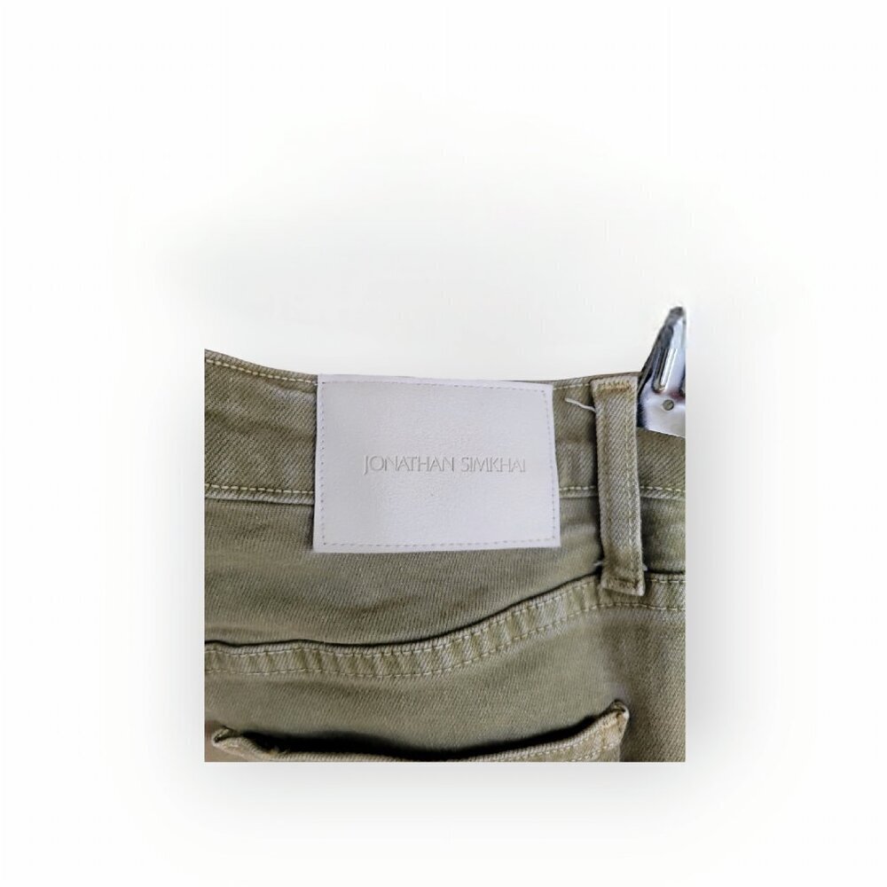Jonathan Simkhai Green High Rise Frayed Hem Straight Leg Eco-Friendly Jeans 25 - Picture 7 of 16